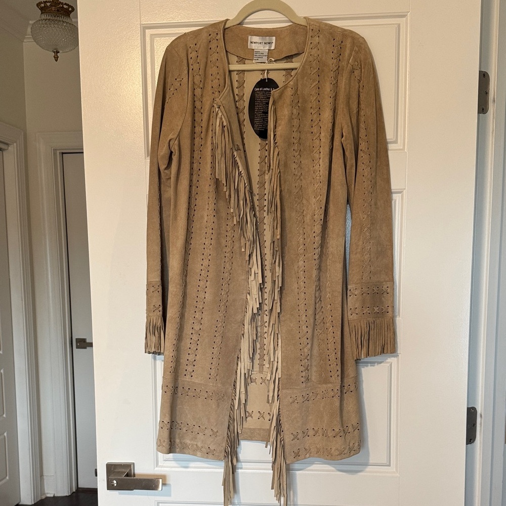 Newport News Suede Leather Fringed Coat